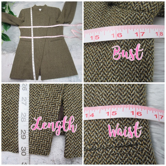 BRIGHTON Vintage Tweed Harringbone Blazer Jacket Skirt Set Womens Size 42 US 12 - Picture 10 of 13